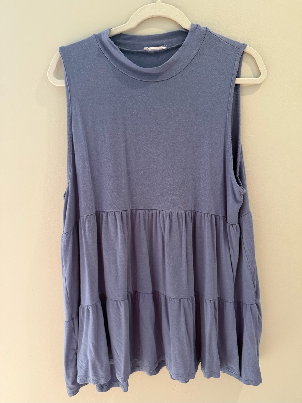 Chic Soul Sleeveless Tiered Tank - Dusty Blue